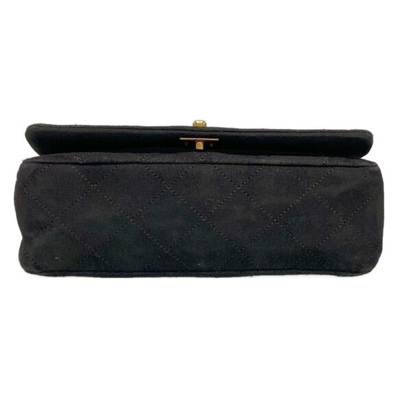Auth CHANEL Mini Matelasse Black Suede Shoulder Bag Gold hardware - Picture 6 of 15